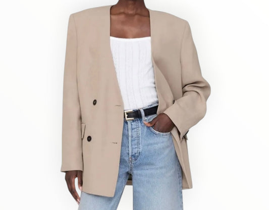 Anine Bing Maron Oversized Blazer - Beige - Size M