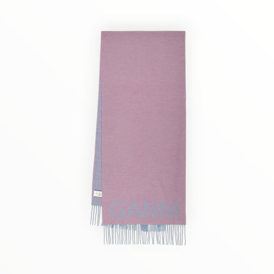 Ganni Marle Scarf - Blue/Pink - Size W55cm x L200cm