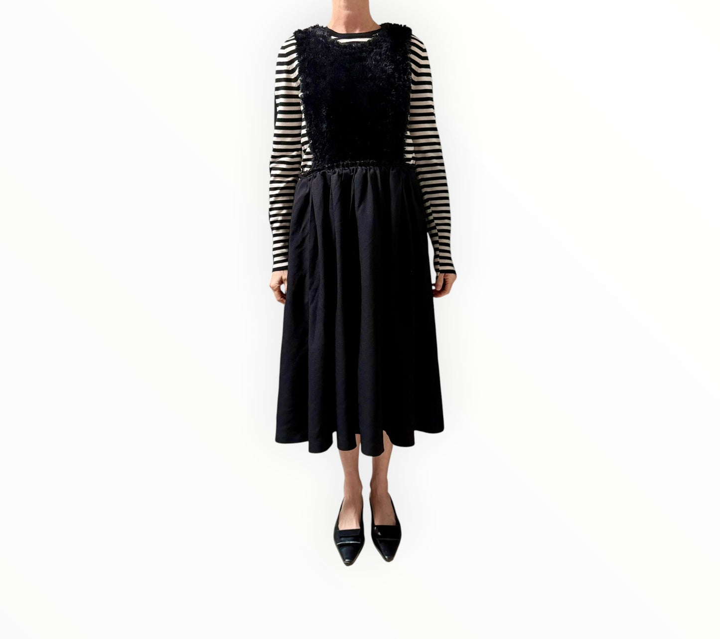 BLACK COMME des GARÇONS Textured Bodice Midi Dress - Black -  Size XS