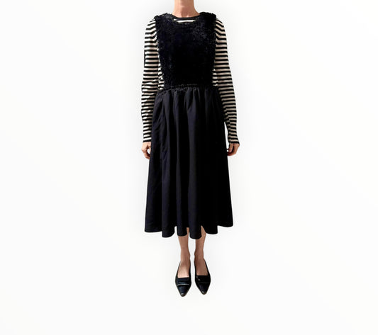 BLACK COMME des GARÇONS Textured Bodice Midi Dress - Black -  Size XS