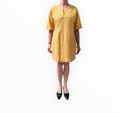 Lucy Folk Panelled Tunic Style Mini Dress - Yellow - Size S/M