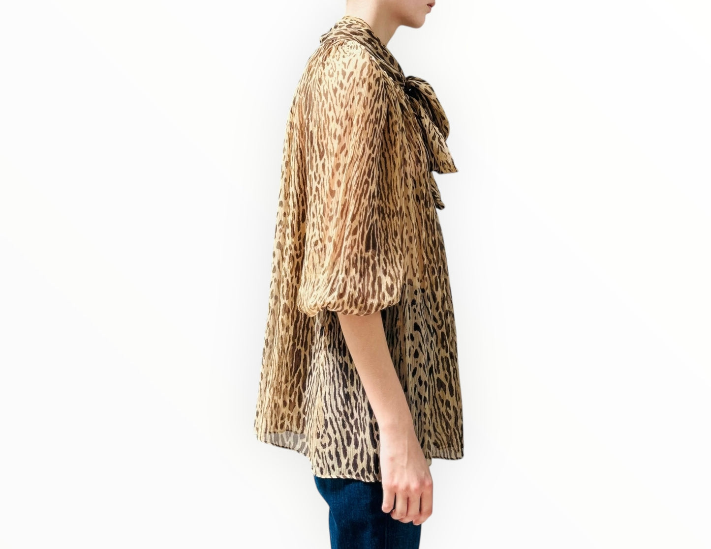 Zimmermann Animal Print Tie Front Shirt - Beige/Brown - Size 2