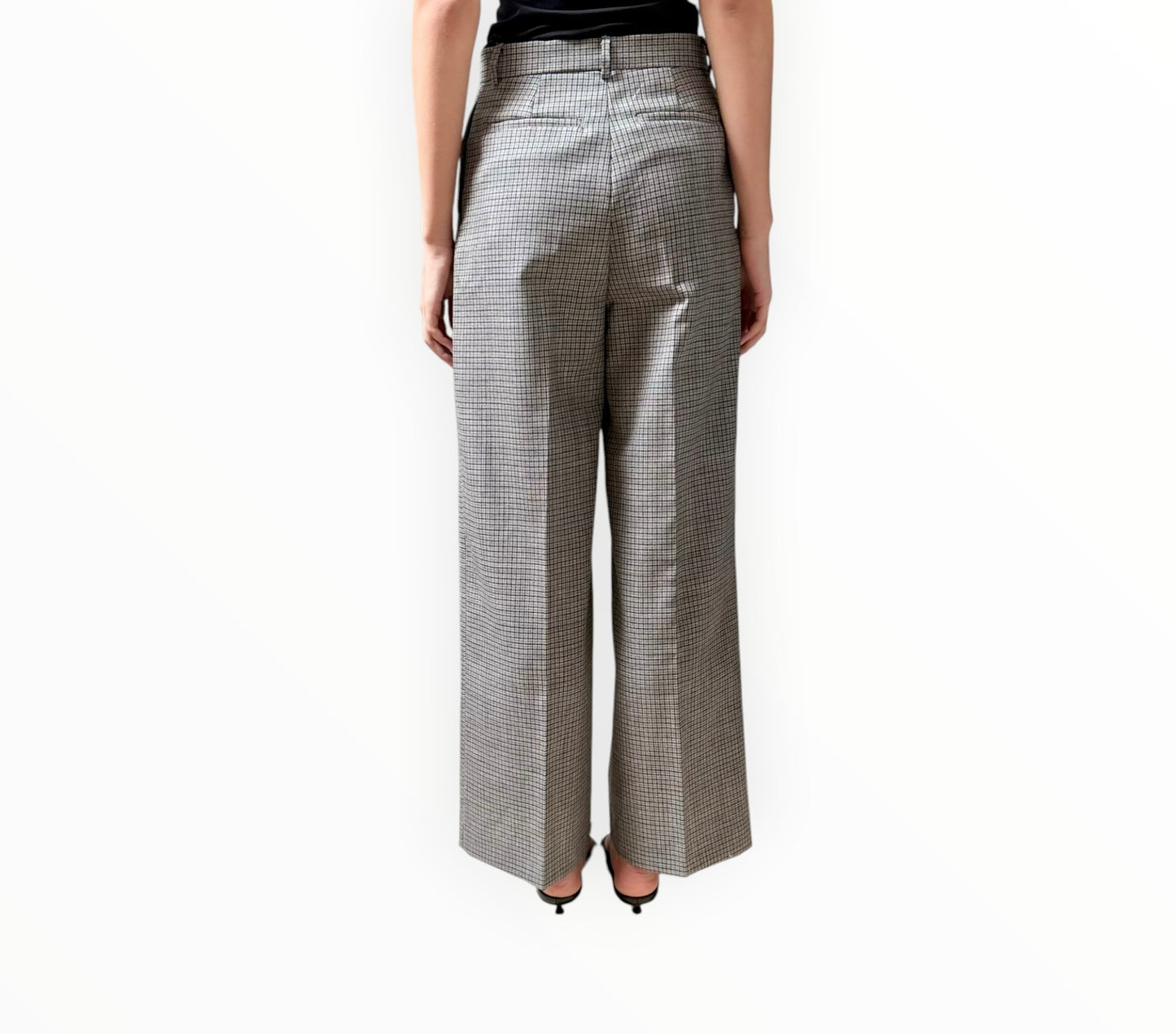 MSGM Wool Check Wide-Leg Pants - Multi - Size 40