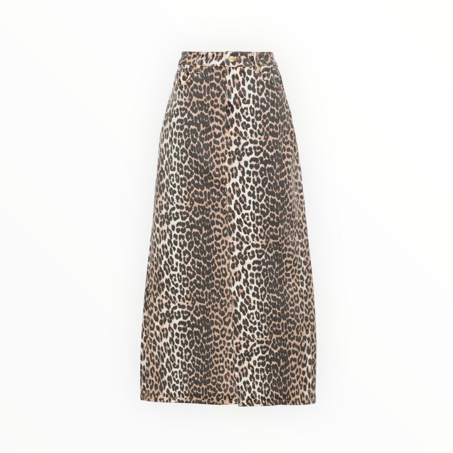 Ganni High-Waisted Leopard-Print Midi Skirt - Multi - Size 38