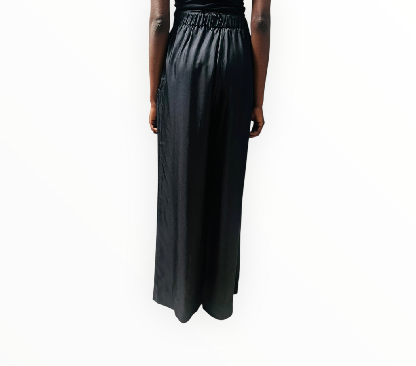 Jac + Jack Silk Wide Leg Pants - Black - Size AU12