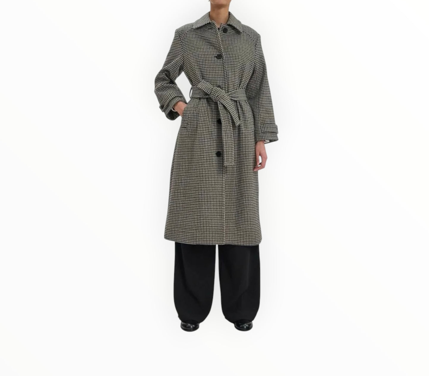 Ines De La Fressange Tweed Trench - Black/Brown - Size 34