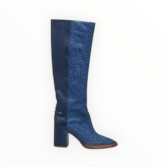 Chloe Edith Denim Knee High Boots - Denim - Size 37