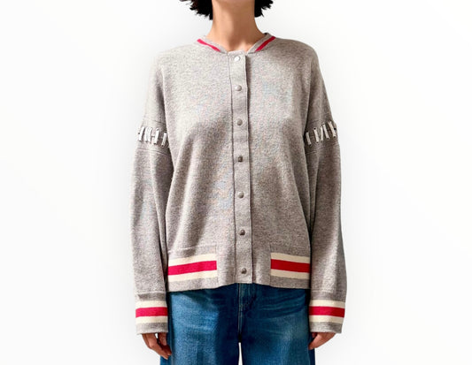 Zoe Jordon Lupi Bomber Jacket - Grey/Red - Size M/L