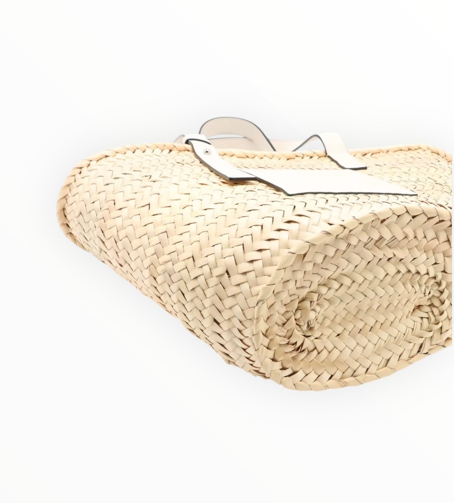 Loewe Leather-Trimmed Woven Raffia Tote - Large - White