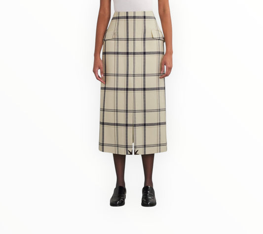 Camilla and Marc Corelia Check Midi Skirt - Ivory - Size 10