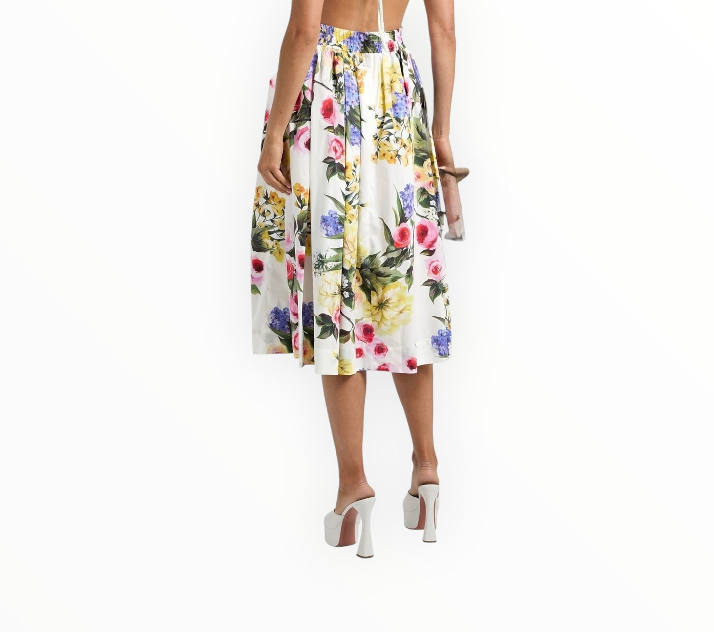 Dolce & Gabbana Floral Printed Midi Skirt - White - Size 42