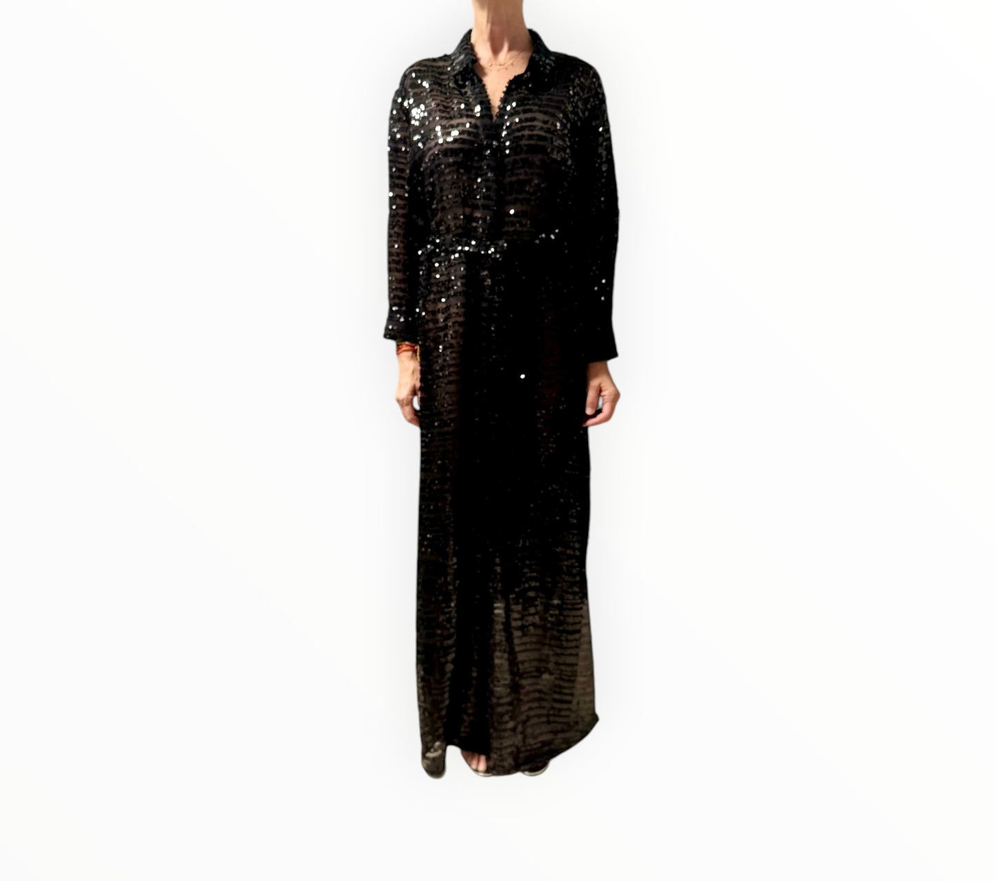 L'Agence Cameron Long Shirt Dress - Black - Size L