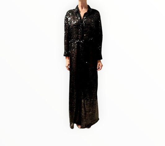 L'Agence Cameron Long Shirt Dress - Black - Size L