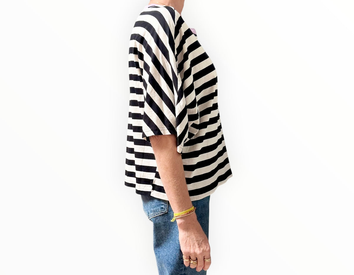 RT006326 - Bassike Striped Tee - Black/White - Size XS