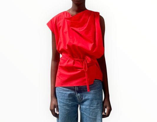 Lee Mathews Wrap Front Shell Top - Red - Size 1