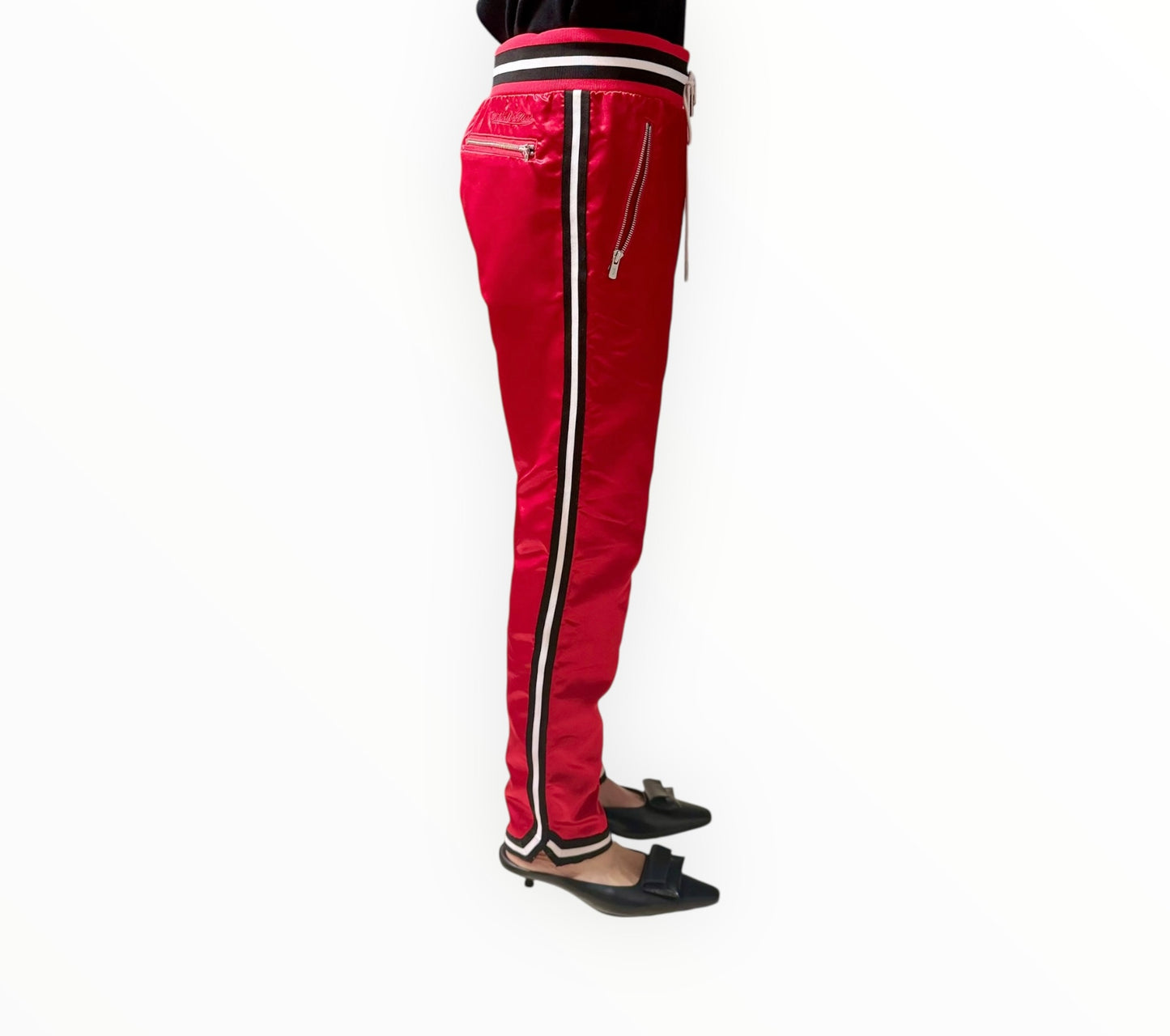 Kith x Mitchell & Ness Satin Warm-Up Pants - Red - Size S
