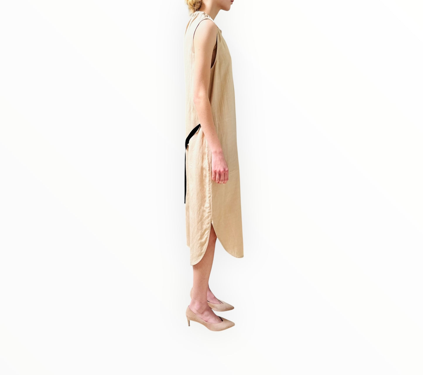 Lee Mathews Elastic Crewneck Dress - Dark Beige - Size 3
