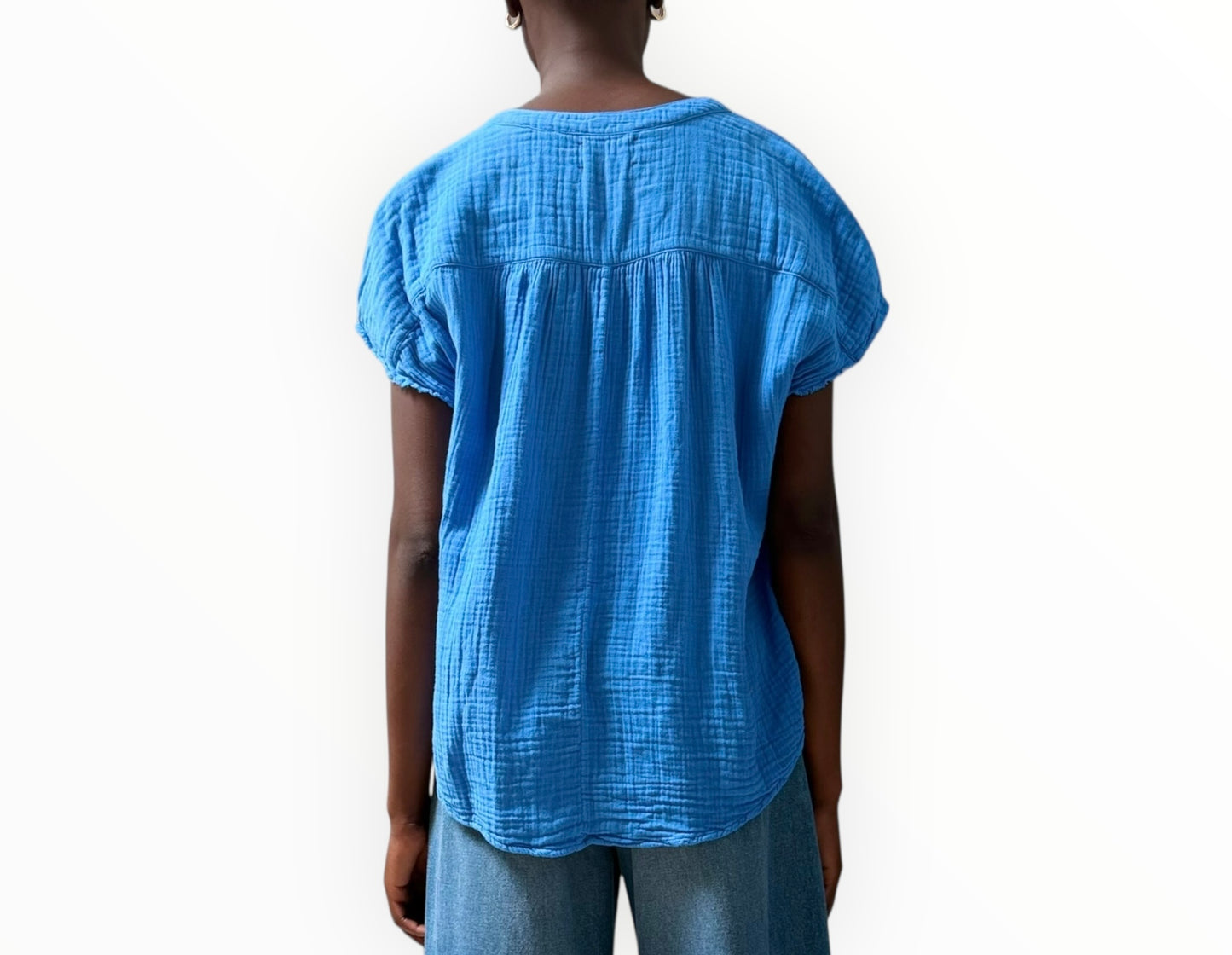 Xirena Gauze Shirt - Electric Blue - Size S