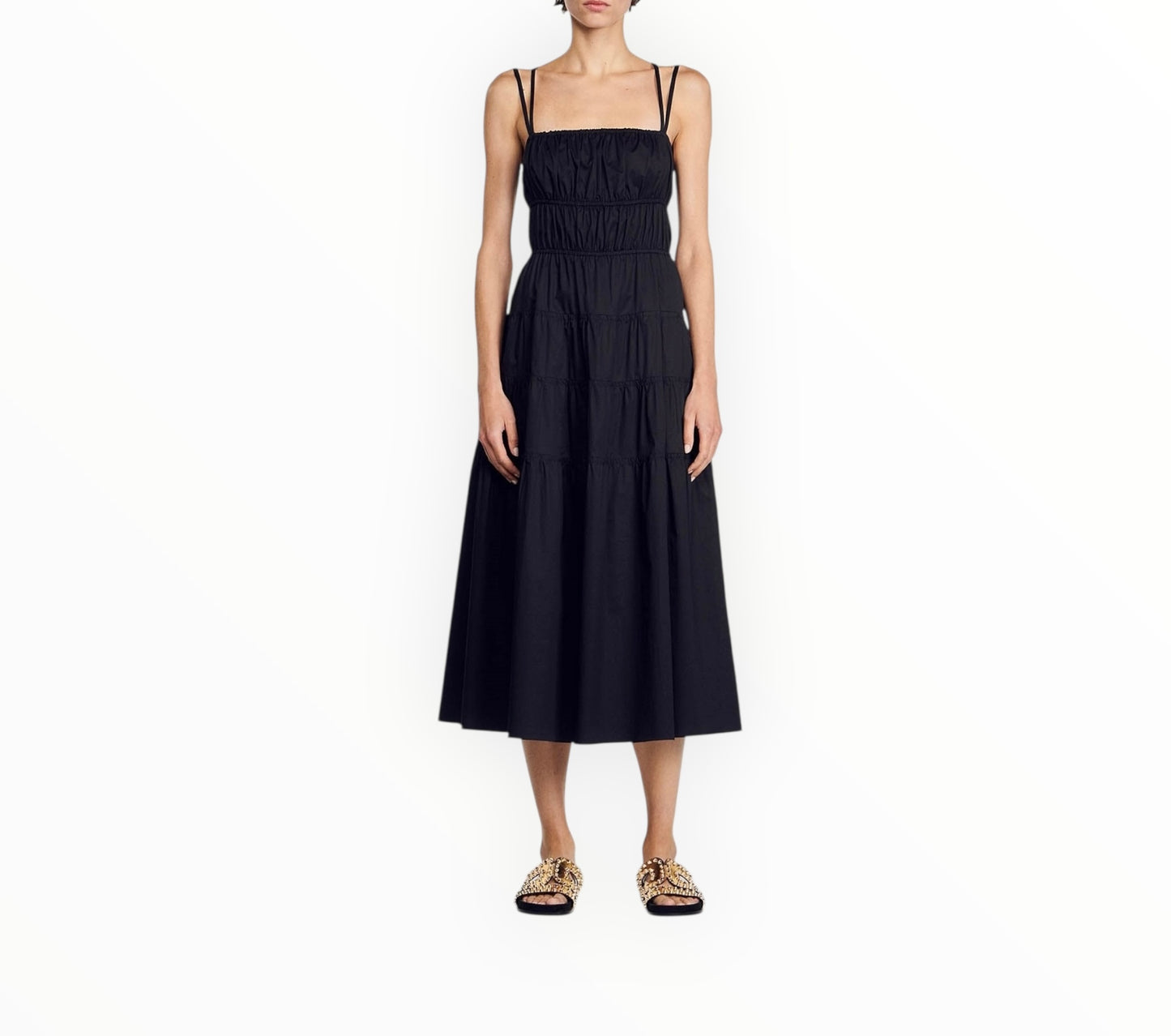 Sandro Popelina Dress - Black - Size 40