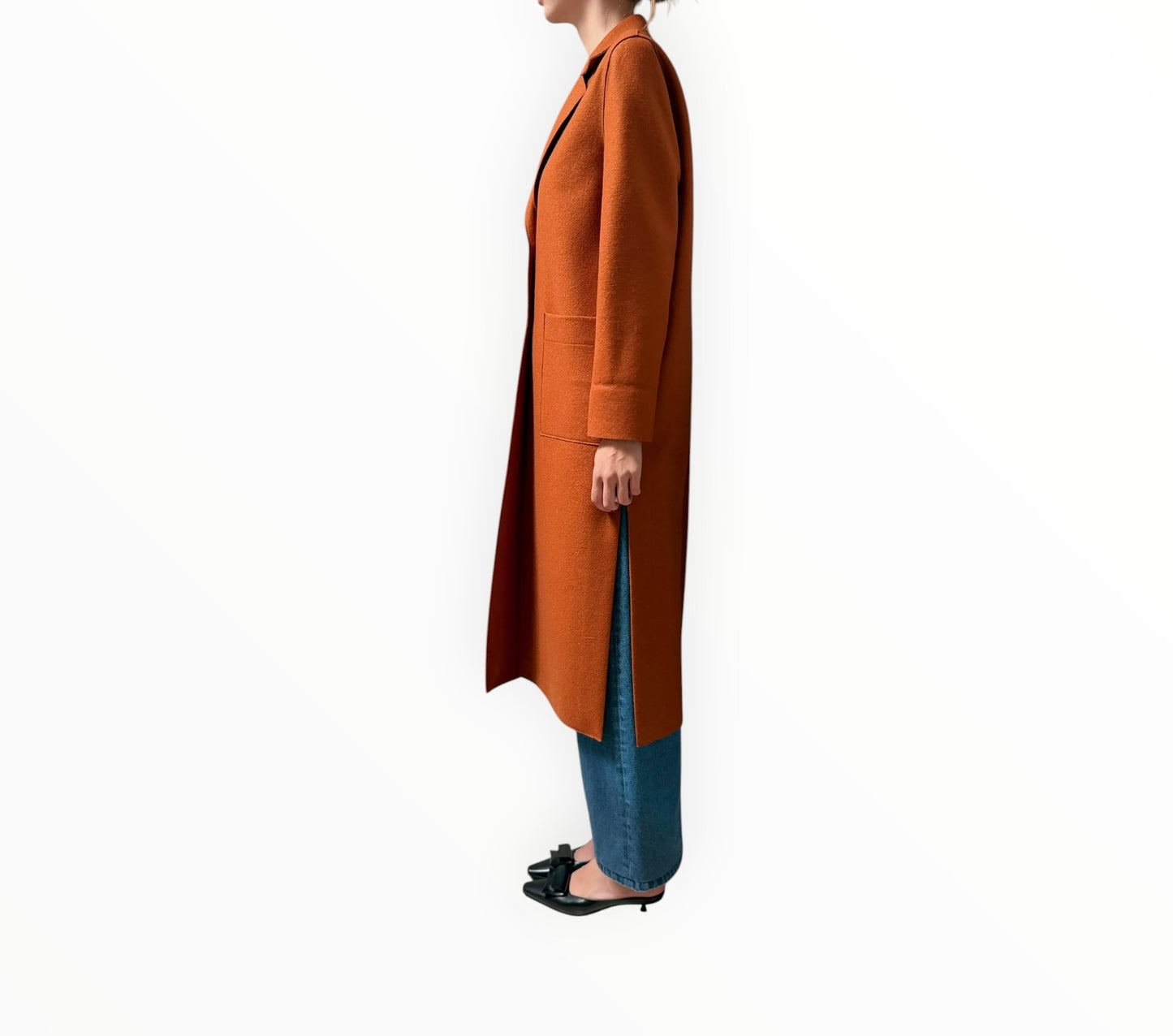 Harris Wharf Long Line Coat - Terracotta - Size 44