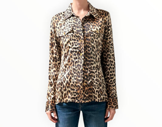 RT006482 - Ganni Animal Print Slim Line Shirt - Multi - Size 38
