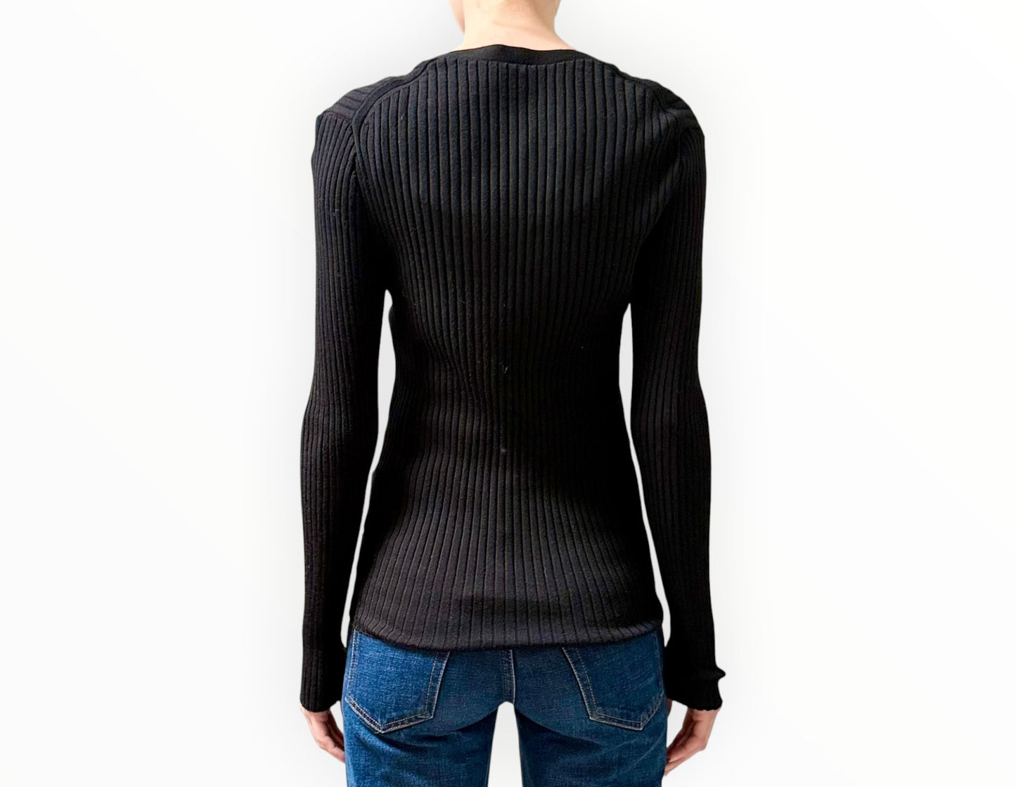 Theory Merino Rib Cardigan - Black - Size L