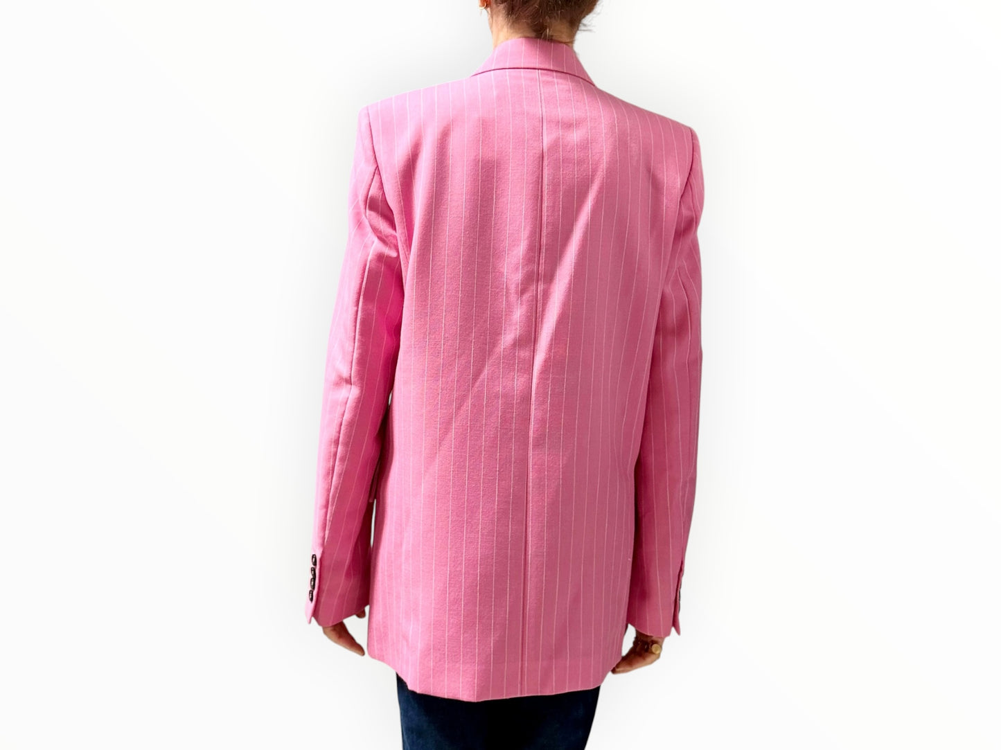 MSGM Double-Breasted Stripe Jacket - Pink/Beige - Size 42
