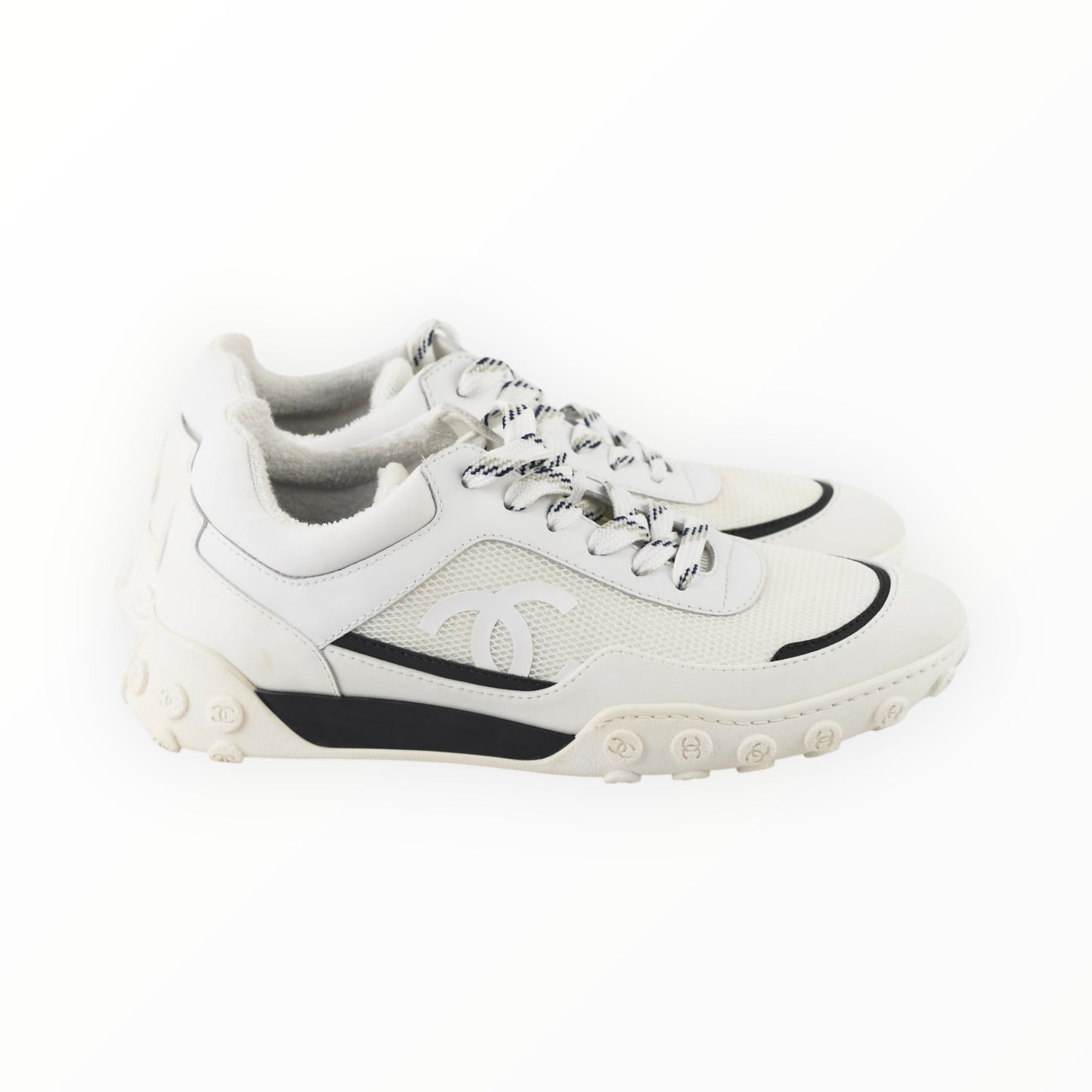 Chanel Leather Chanel Logo Sneakers - White - Size 40