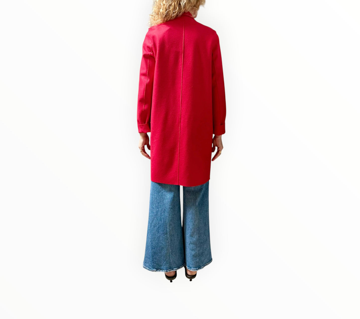 Harris Wharf Press Stud Coat - Red - Size 40