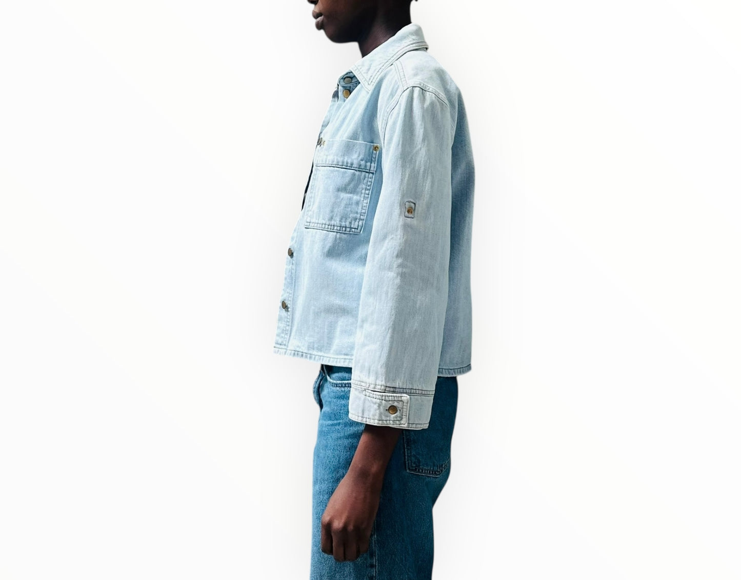 VVB by Victoria Beckham Cropped Denim Jacket - Blue - Size AU10