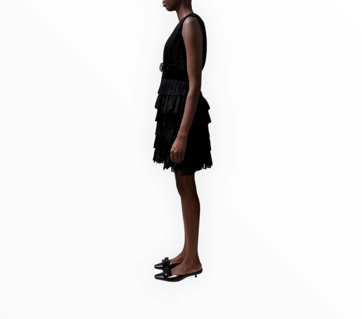 Dolce & Gabbana Jewelled Front Mini Dress - Black - Size 44