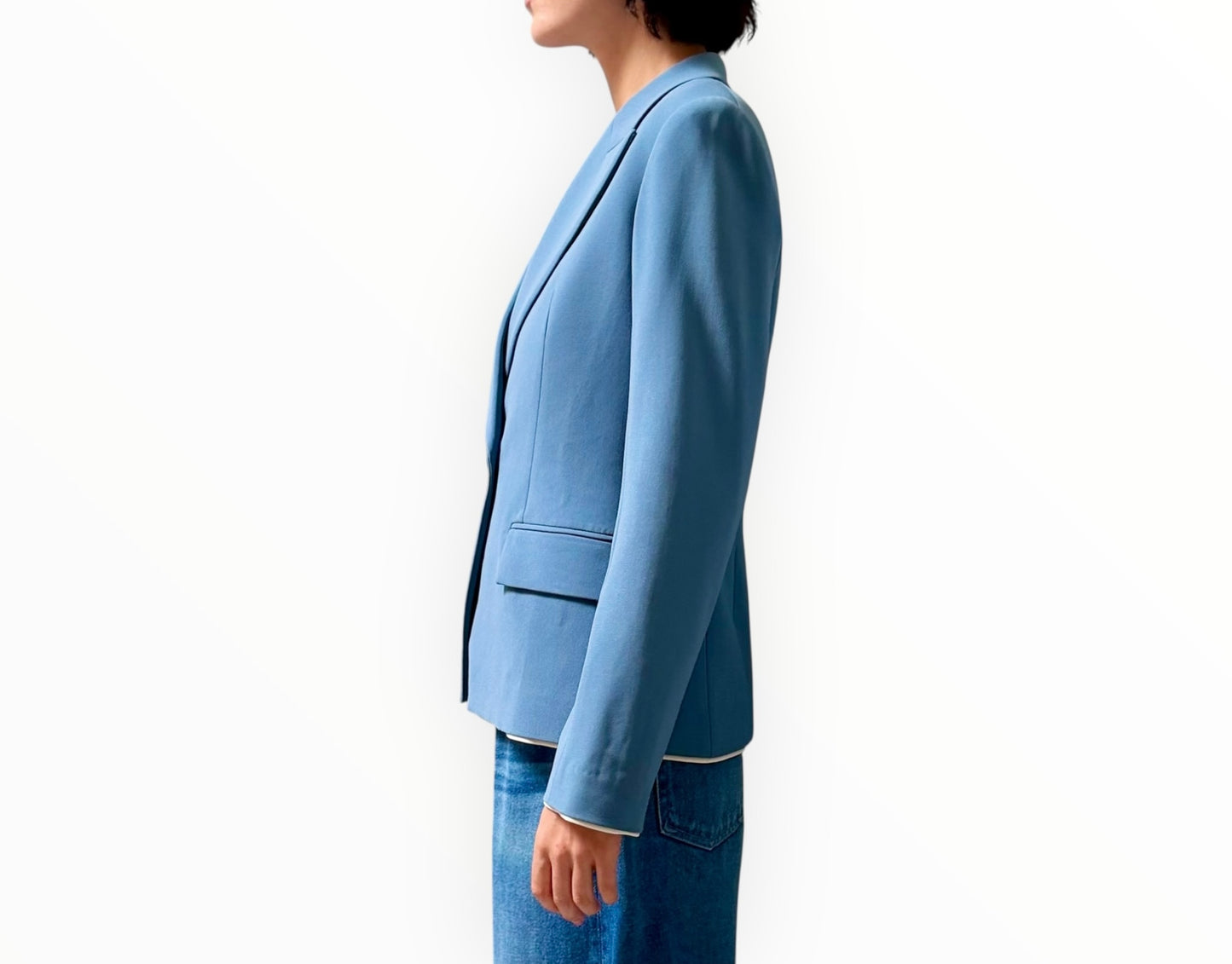 Theory Constrast Blazer - Teal/Cream - Size AU8
