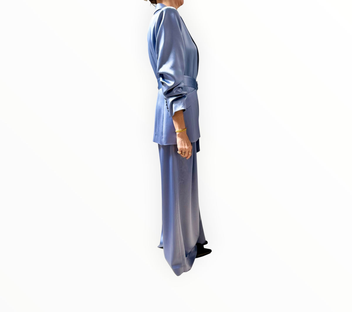 RT006241 - Cinq A Sept Satin Jacket + Pants- Deep Sky - Size AU8