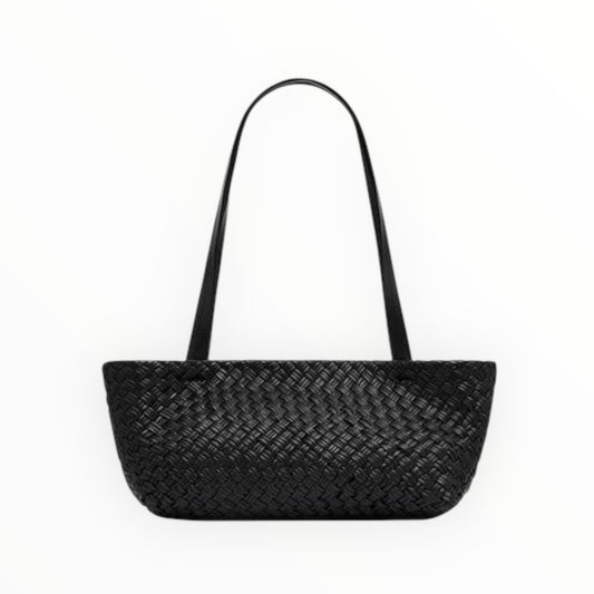 St Agni Petit Woven Trapeze Bag- Black