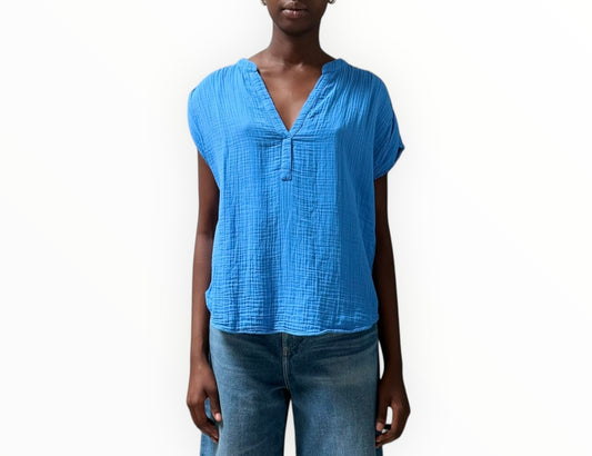 Xirena Gauze Shirt - Electric Blue - Size S