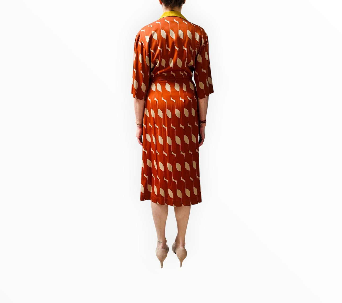 Dries Van Noten Printed Silk Wrap Dress - Terracotta - Size 36