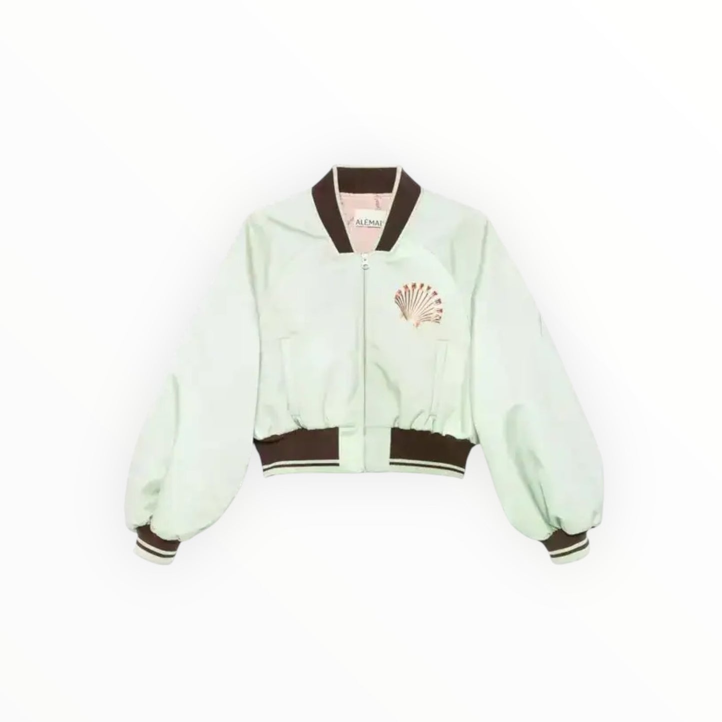Alemais Opal Printed Satin Bomber Jacket - Mint - Size 10