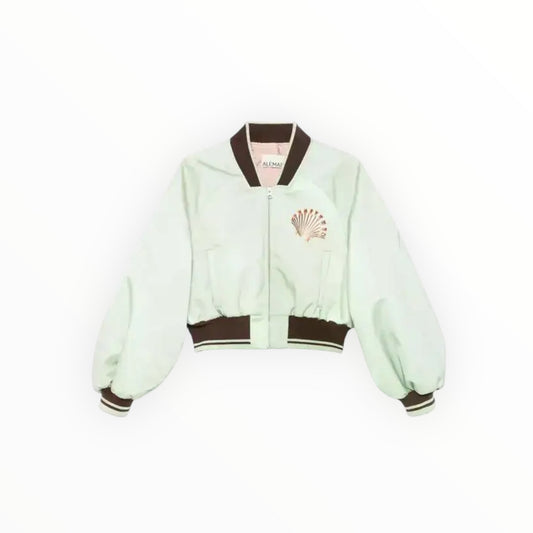 Alemais Opal Printed Satin Bomber Jacket - Mint - Size 10