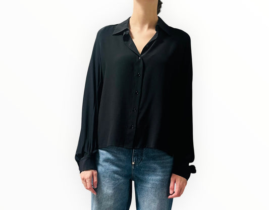 Scanlan Theodore Cropped Silk Shirt - Black - Size 10