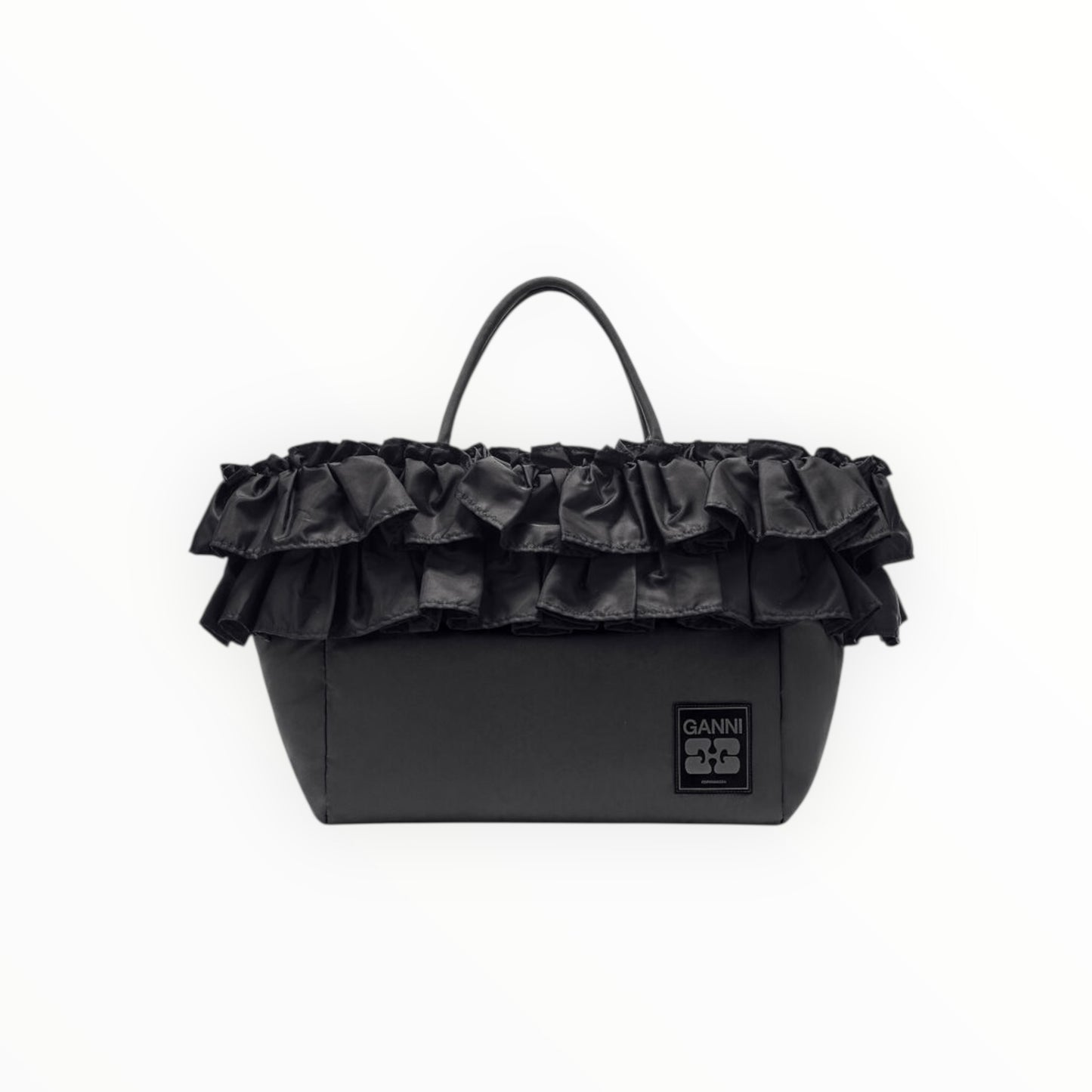 Ganni XXL Ruffle Tote - Black