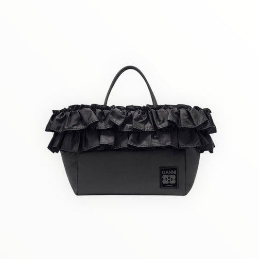 Ganni XXL Ruffle Tote - Black
