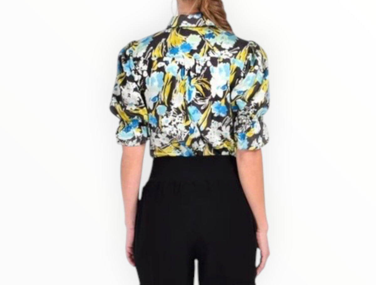 RT006285 - Cinq A Sept Floral Print Shirt - Teal Multi - Size M