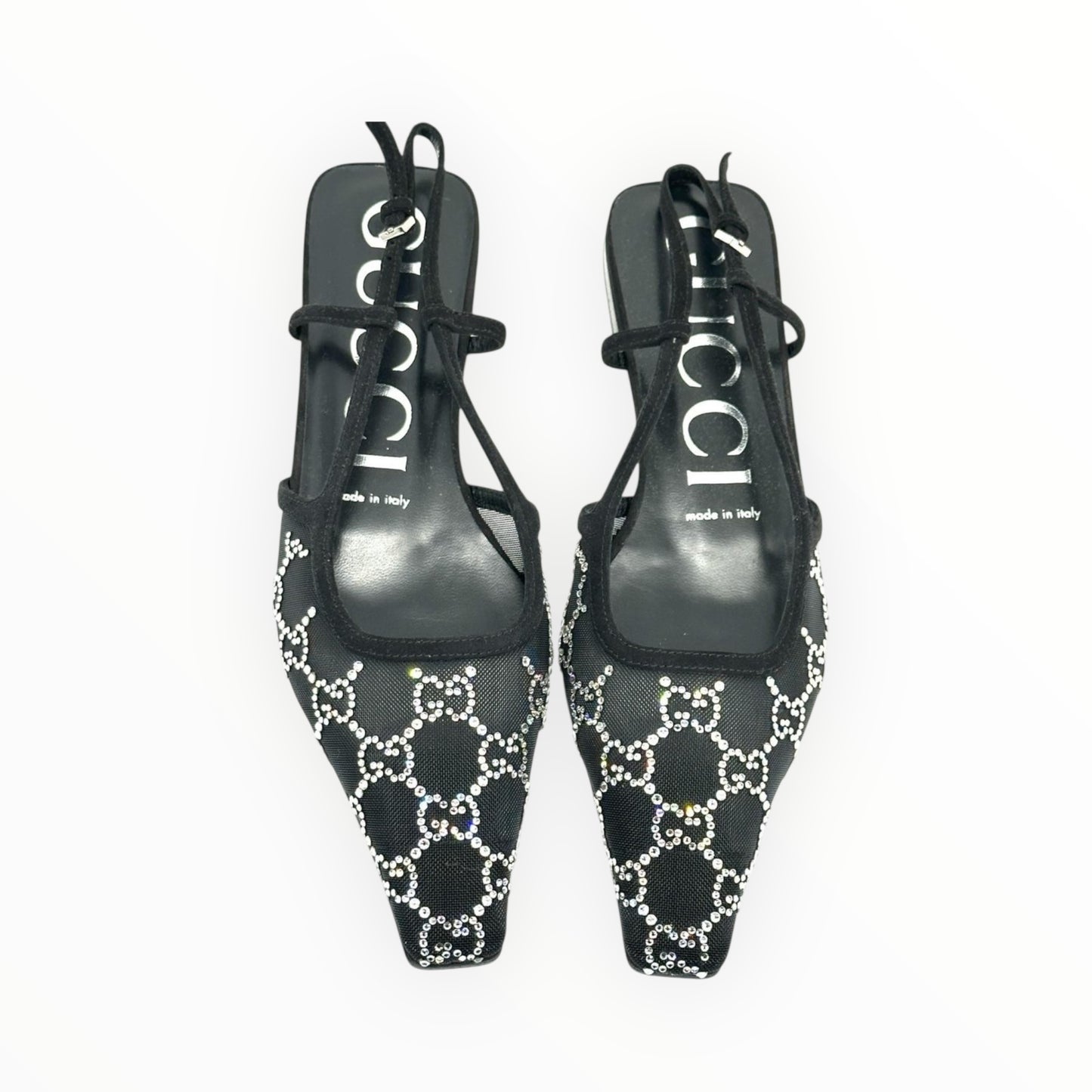 Gucci GG Embellished Flats- Black - Size 38
