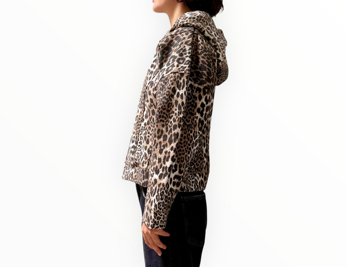 Ganni Fleece Animal Print Sweat - Brown/Black/White - Size M
