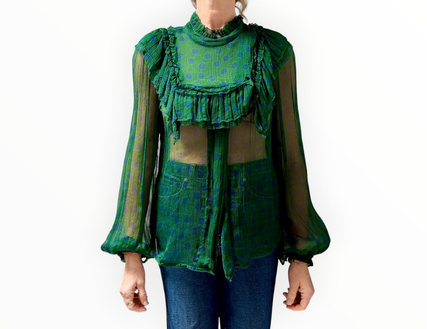 Lee Mathews Polka Dot Shirt - Emerald/Navy - Size 1