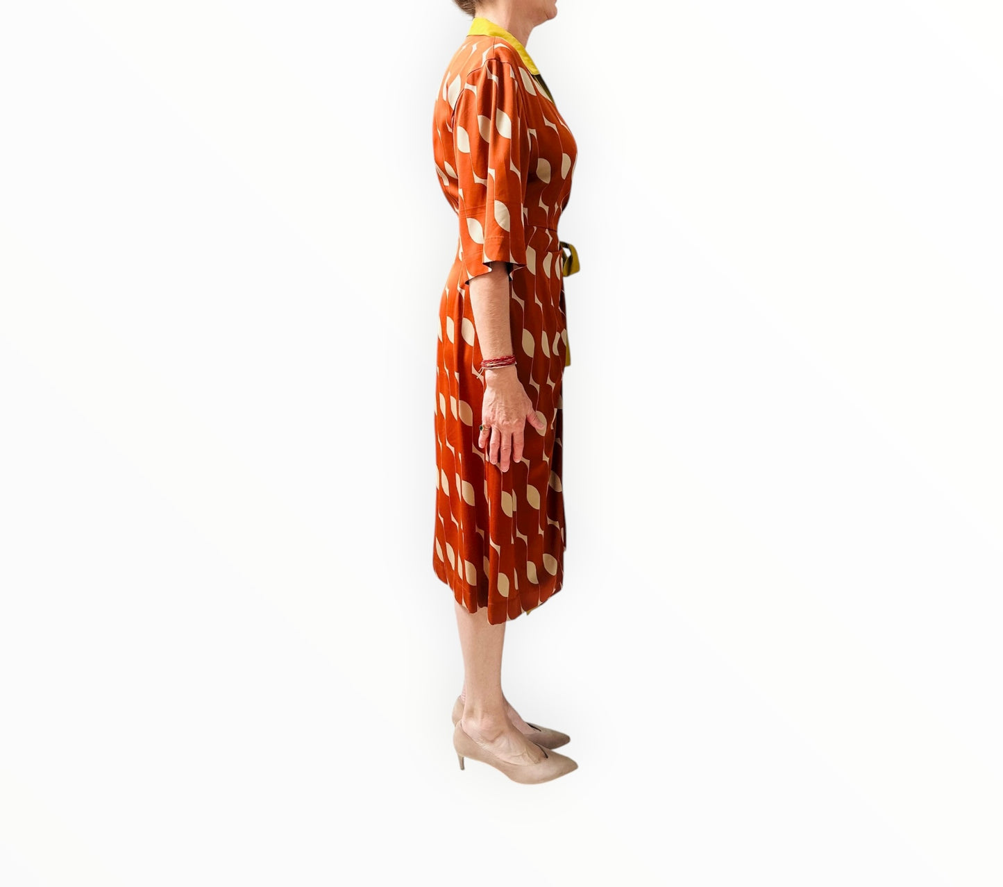 Dries Van Noten Printed Silk Wrap Dress - Terracotta - Size 36