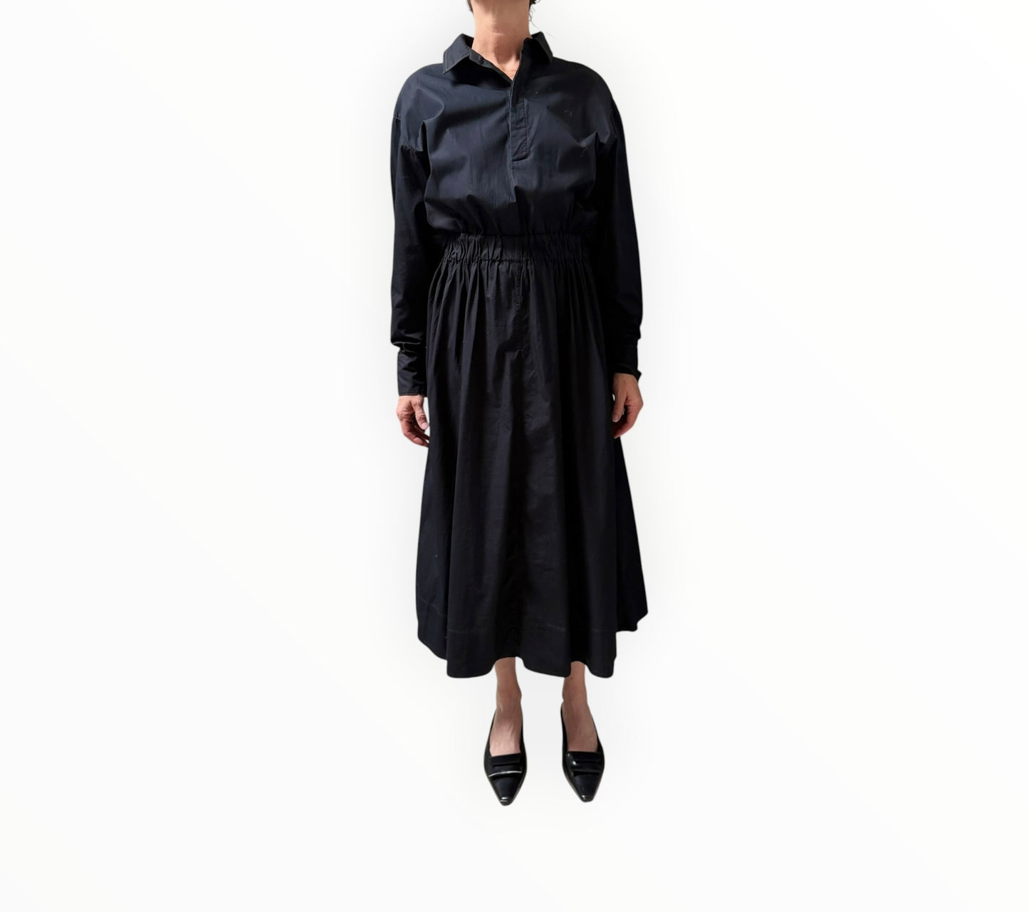 Bassike Constrast Stitch Dress - Black/Beige - Size 0