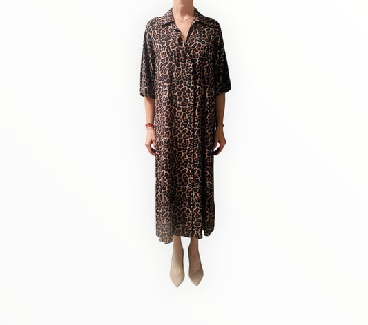 Anine Bing Julia Shirt Dress - Black/Brown - Size S