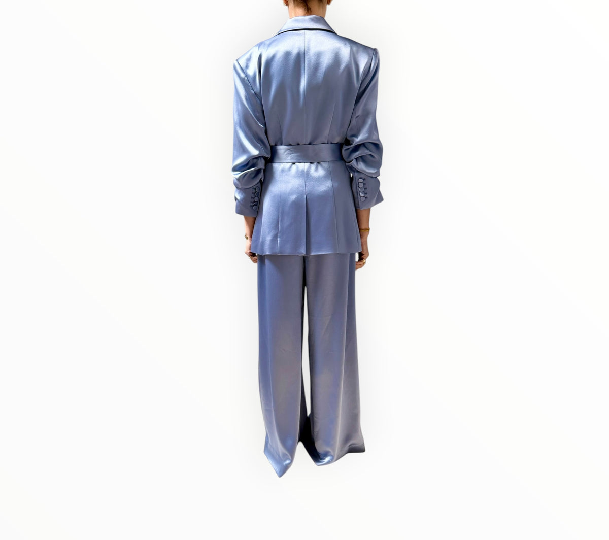 RT006241 - Cinq A Sept Satin Jacket + Pants- Deep Sky - Size AU8