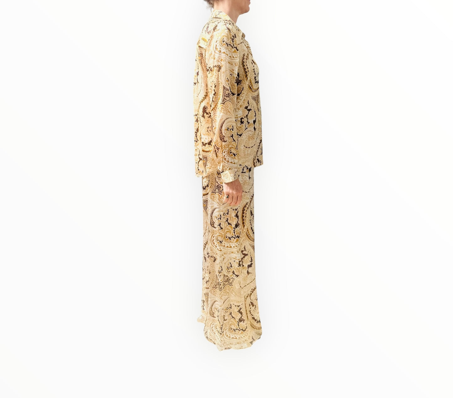 L'Agence Pilar Pant and Shirt Set - Ivory Paisley - Size M